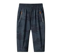 MakingDa Herren-Shorts, 3/4-Jogger, Caprihose, lässig, Sport, Sommer, lockerer Reißverschluss, Fitnessstudio, Laufen, Trainingshose, elastische Taille, unterhalb des Knies, kurze Hose mit