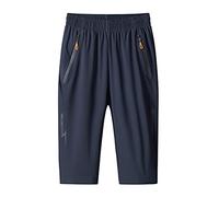 MakingDa Herren-Shorts, 3/4-Jogger, Caprihose, lässig, Sport, Sommer, lockerer Reißverschluss, Fitnessstudio, Laufen, Trainingshose, elastische Taille, unterhalb des Knies, kurze Hose mit