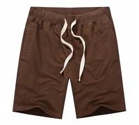 MakingDa Men's Summer Cotton Jogging Shorts Casual Sports Short Drawstring Stretch Elastic Waist with Pockets Bermuda Tennis Dunkelbraun XL