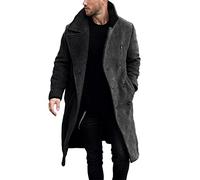 Makkrom Zweireihiger Herren-Trenchcoat, lässiger Reverskragen, Business, Winter, lange Mäntel, grau dunkel, L