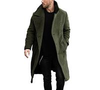 Makkrom Zweireihiger Herren-Trenchcoat, lässiger Reverskragen, Business, Winter, lange Mäntel, Grün (Army Green), XL
