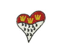 Makotex Bügelbild Köln Herz mit Wappen - Pailletten Applikation zum Aufbügeln, funkelnder Aufnäher für Karneval Kostüm, T-Shirt & DIY Fasching Zubehör in Rot & Weiß