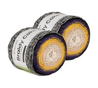 Makramee Cake Garn 2er Set, Passionsfrucht, Loopncraft, 2 X 250m - 250g Farbverlaufsgarn, Recycling Garn