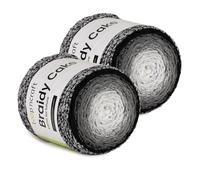 Makramee Cake Garn 2er Set, Schwarzer Kristall, Loopncraft, 2 X 250m - 250g Farbverlaufsgarn, Recycling Garn