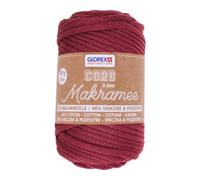 GLOREX 5 1006 08 - Makramee Cord, 250 g, 3 mm, Länge 70 m, bordeaux, dreifachgedrehtes Baumwollgarn, 60 % Baumwolle, 40 % Viskose und Polyester, zum Häkeln, Stricken, Knüpfen und Gestalten