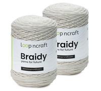 Makramee Garn 2er-Set Perlweiß, Loopncraft, 2 X 2mm - 250m - 250g, Kettengarn, Braidy Garn, Recycling Garn