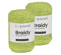 Makramee Garn 2er-Set Pistazien Grün, Loopncraft, 2 X 2mm - 250m - 250g, Kettengarn, Braidy Garn, Recycling Garn