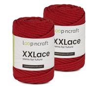 Makramee Garn 2er-Set Rot, Loopncraft, 2 X 4mm - 65m - 250g, Kettengarn, XXLace Garn, Recycling Garn