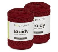 Makramee Garn 2er-Set Weinrot, Loopncraft, 2 X 2mm - 250m - 250g, Kettengarn, Braidy Garn, Recycling Garn