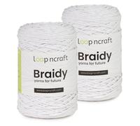 Makramee Garn 2er-Set Weiß, Loopncraft, 2 X 2mm - 250m - 250g, Kettengarn, Braidy Garn, Recycling Garn