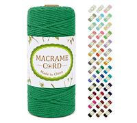 Makramee Garn 3mm x 100m, LEREATI Macrame Cord 3mm Baumwollgarn Baumwollschnur Baumwollkordel Baumwollseil, Makramee-Garn Geflochten für DIY Basteln Wandbehang Hängepflanze Vorhang (Grün)