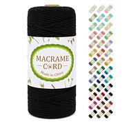 Makramee Garn 3mm x 100m, LEREATI Macrame Cord 3mm Baumwollgarn Baumwollschnur Baumwollkordel Baumwollseil, Makramee-Garn Geflochten für DIY Basteln Wandbehang Hängepflanze Vorhang (Schwarz)