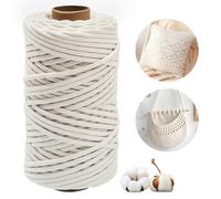 Makramee Garn Natur 4mm x 100m -4mm Naturfarbenes Baumwollgarn für DIY Projekte, Umweltfreundlich, Weich, Stark - Ideal für Wandbehänge, Pflanzenhänger & Handarbeit Garn Bobbiny