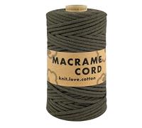 Makramee-Kordel Mult, 100 Meter geflochtenes Baumwollgarn (0079 - Schwarzolive, 5 mm)