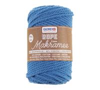 GLOREX 5 1007 38 - Makramee Rope 3 mm, 250 g, Neon Blau, Länge 63 m, gedreht, superweiches Textilgarn aus 60 % Baumwolle, 40 % Viskose, zum Häkeln, Stricken, Knüpfen und textilen Gestalten