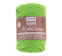 GLOREX 5 1007 37 - Makramee Rope 3 mm, 250 g, Neon Grün, Länge 63 m, gedreht, superweiches Textilgarn aus 60 % Baumwolle, 40 % Viskose, zum Häkeln, Stricken, Knüpfen und textilen Gestalten