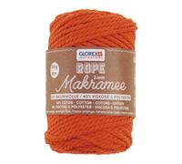 GLOREX 5 1007 35 - Makramee Rope 3 mm, 250 g, Neon Orange, Länge 63 m, gedreht, superweiches Textilgarn aus 60 % Baumwolle, 40 % Viskose, zum Häkeln, Stricken, Knüpfen und textilen Gestalten