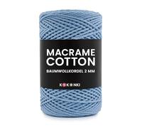 Makramee-Schnur aus Baumwolle Macrame Cotton By KOKONKI 2mm / Ralle 200m (Blau Org)