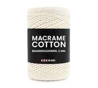 Makramee-Schnur aus Baumwolle Macrame Cotton By KOKONKI 2mm / Ralle 200m (Sahne)