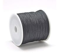 Makrameeband 80m rund 0,8mm Nylon Kordel Schmuckkordel Flechtkordel Farbwahl knüpfen Nylonschnur Garn 1 Rolle (Schwarz #S10)