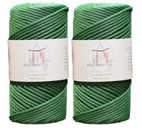 Makromecity 2 Strang Makramee Garn 3mm x 120m Benetton Grün Premium Polyester Makramee Schnur Polypropylene Basteln für Wandbehänge Umhängetasche Handtasche Runner Schnullerkette Platzteller