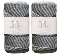 Makromecity 2 Strang Makramee Garn 3mm x 120m Grau Premium Polyester Makramee Schnur Polypropylene Basteln für Wandbehänge Umhängetasche Handtasche Runner Schnullerkette Platzteller