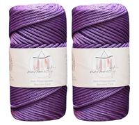 Makromecity 2 Strang Makramee Garn 3mm x 120m Lila Premium Polyester Makramee Schnur Polypropylene Basteln für Wandbehänge Umhängetasche Handtasche Runner Schnullerkette Platzteller