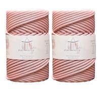 Makromecity 2 Strang Makramee Garn 3mm x 95m Premium Polyester Makramee Schnur Polypropylene Basteln für Wandbehänge Umhängetasche Handtasche Runner Schnullerkette Platzteller (Rosa)