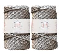 Makromecity 2 Strang Makramee Garn 5mm x 95m Premium Polyester Makramee Schnur Polypropylene Basteln für Wandbehänge Umhängetasche Handtasche Runner Schnullerkette Platzteller (Light Grau)