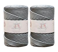 Makromecity 2 Strang Makramee Garn 5mm x 95m Premium Polyester Makramee Schnur Polypropylene Basteln für Wandbehänge Umhängetasche Handtasche Runner Schnullerkette Platzteller (Grau)