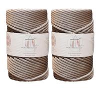 Makromecity 2 Strang Makramee Garn 5mm x 95m Premium Polyester Makramee Schnur Polypropylene Basteln für Wandbehänge Umhängetasche Handtasche Runner Schnullerkette Platzteller (Nerz)