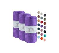 Makromecity 3 Strang Makramee Garn 2mm x 115m Premium Polyester Macrame Cord Polypropylene Yarn für Handwerk Wohndekorationen Platzteller Umhängetasche Handtasche Runner Schnullerkette 20 Farbe