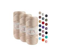 Makromecity 3 Strang Makramee Garn 2mm x 115m Premium Polyester Macrame Cord Polypropylene Yarn für Handwerk Wohndekorationen Platzteller Umhängetasche Handtasche Runner Schnullerkette 20 Farbe