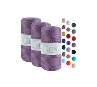 Makromecity 3 Strang Makramee Garn 2mm x 115m Premium Polyester Macrame Cord Polypropylene Yarn für Handwerk Wohndekorationen Platzteller Umhängetasche Handtasche Runner Schnullerkette 20 Farbe