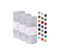 Makromecity 3 Strang Makramee Garn 2mm x 115m Premium Polyester Macrame Cord Polypropylene Yarn für Handwerk Wohndekorationen Platzteller Umhängetasche Handtasche Runner Schnullerkette 20 Farbe