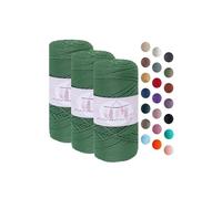 Makromecity 3 Strang Makramee Garn 2mm x 115m Premium Polyester Macrame Cord Polypropylene Yarn für Handwerk Wohndekorationen Platzteller Umhängetasche Handtasche Runner Schnullerkette 20 Farbe
