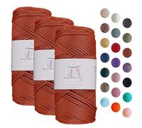 Makromecity 3 Strang Makramee Garn 2mm x 115m Premium Polyester Macrame Cord Polypropylene Yarn für Handwerk Wohndekorationen Platzteller Umhängetasche Handtasche Runner Schnullerkette 20 Farbe