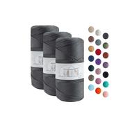 Makromecity 3 Strang Makramee Garn 2mm x 115m Premium Polyester Macrame Cord Polypropylene Yarn für Handwerk Wohndekorationen Platzteller Umhängetasche Handtasche Runner Schnullerkette 20 Farbe
