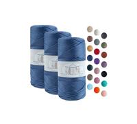 Makromecity 3 Strang Makramee Garn 2mm x 115m Premium Polyester Macrame Cord Polypropylene Yarn für Handwerk Wohndekorationen Platzteller Umhängetasche Handtasche Runner Schnullerkette 20 Farbe