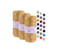 Makromecity 3 Strang Makramee Garn 2mm x 115m Premium Polyester Macrame Cord Polypropylene Yarn für Handwerk Wohndekorationen Platzteller Umhängetasche Handtasche Runner Schnullerkette 20 Farbe
