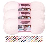 Makromecity 3 Strang Softee Baby Garn, 100% Anti-Pilling Acryl, je 100 g, 250 m, weiches Premium Garn zum Häkeln und Stricken, Baby-Strickjacken, Decken, Mützen und Babyschuhe (Schneeweiße, 3 Strang)