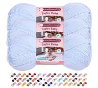 Makromecity 3 Strang Softee Baby Garn, 100% Anti-Pilling Acryl, je 100 g, 250 m, weiches Premium Garn zum Häkeln und Stricken, Strickjacken, Decken, Mützen und Babyschuhe (Baby Blau, 3 Strang)
