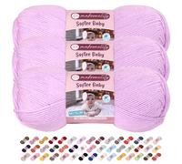 Makromecity 3 Strang Softee Baby Garn, 100% Anti-Pilling Acryl, je 100 g, 250 m, weiches Premium Garn zum Häkeln und Stricken, Baby-Strickjacken, Decken, Mützen und Babyschuhe (Lavendel, 3 Strang)