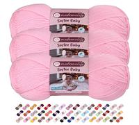 Makromecity 3 Strang Softee Baby Garn, 100% Anti-Pilling Acryl, je 100 g, 250 m, weiches Premium Garn zum Häkeln und Stricken, Baby-Strickjacken, Decken, Mützen und Babyschuhe (Babyrosa, 3 Strang)