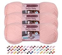Makromecity 3 Strang Softee Baby Garn, 100% Anti-Pilling Acryl, je 100 g, 250 m, weiches Premium Garn zum Häkeln und Stricken, Baby-Strickjacken, Decken, Mützen und Babyschuhe (Hellrosa, 3 Strang)