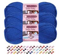 Makromecity 3 Strang Softee Baby Garn, 100% Anti-Pilling Acryl, je 100 g, 250 m, weiches Premium Garn zum Häkeln und Stricken, Baby-Strickjacken, Decken, Mützen und Babyschuhe (Marine Blau, 3 Strang)