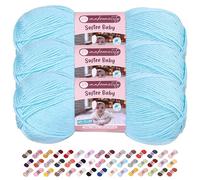 Makromecity 3 Strang Softee Baby Garn, 100% Anti-Pilling Acryl, je 100 g, 250 m, weiches Premium Garn zum Häkeln und Stricken, Baby-Strickjacken, Decken, Mützen und Babyschuhe (Blau, 3 Strang)