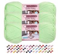 Makromecity 3 Strang Softee Baby Garn, 100% Anti-Pilling Acryl, je 100 g, 250 m, weiches Premium Garn zum Häkeln und Stricken, Baby-Strickjacken, Decken, Mützen und Babyschuhe (Hellgrün, 3 Strang)