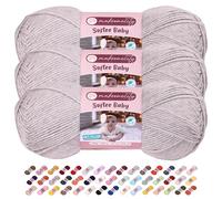 Makromecity 3 Strang Softee Baby Garn, 100% Anti-Pilling Acryl, je 100 g, 250 m, weiches Premium Garn zum Häkeln und Stricken, Baby-Strickjacken, Decken, Mützen und Babyschuhe (Stein, 3 Strang)