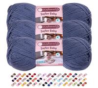Makromecity 3 Strang Softee Baby Garn, 100% Anti-Pilling Acryl, je 100 g, 250 m, weiches Premium Garn zum Häkeln und Stricken, Baby-Strickjacken, Decken, Mützen und Babyschuhe (Denim Blau, 3 Strang)